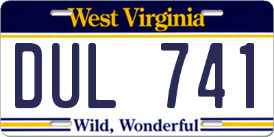 WV license plate DUL741