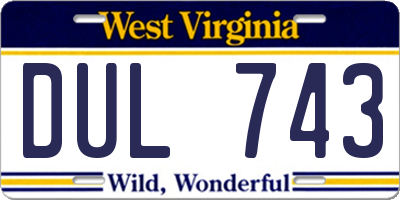 WV license plate DUL743