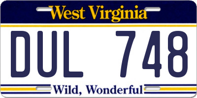 WV license plate DUL748