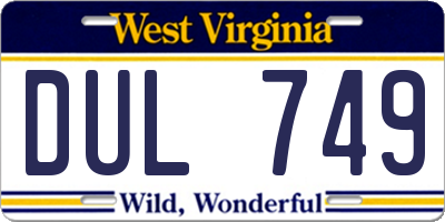 WV license plate DUL749