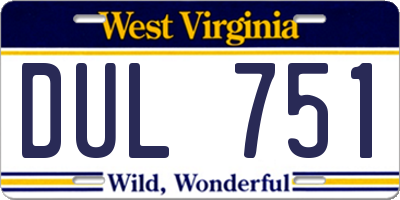 WV license plate DUL751