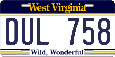 WV license plate DUL758