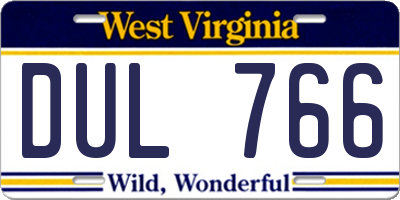 WV license plate DUL766
