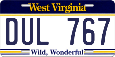 WV license plate DUL767