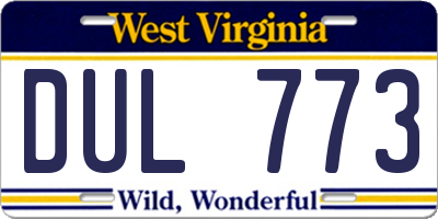 WV license plate DUL773