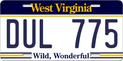 WV license plate DUL775