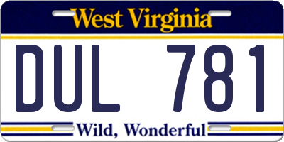 WV license plate DUL781