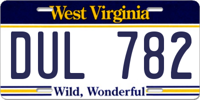 WV license plate DUL782