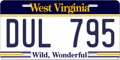 WV license plate DUL795