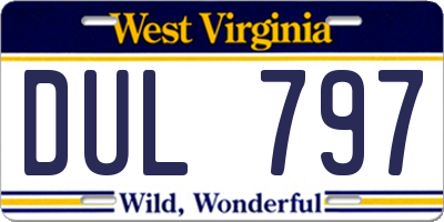 WV license plate DUL797