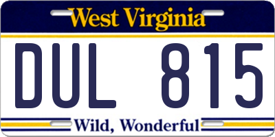 WV license plate DUL815