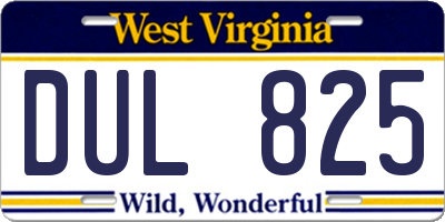 WV license plate DUL825