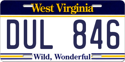 WV license plate DUL846