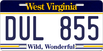 WV license plate DUL855