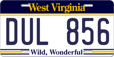 WV license plate DUL856