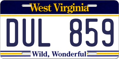 WV license plate DUL859