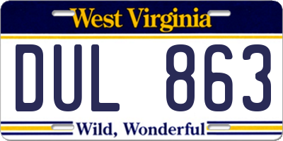 WV license plate DUL863