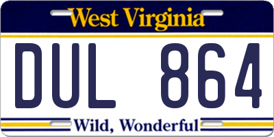 WV license plate DUL864