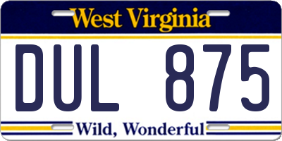 WV license plate DUL875