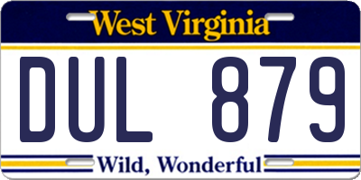 WV license plate DUL879