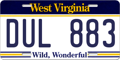 WV license plate DUL883