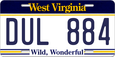 WV license plate DUL884