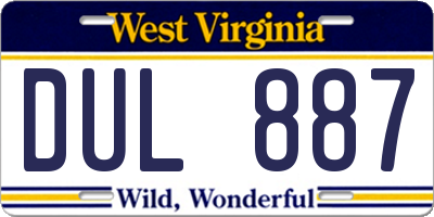 WV license plate DUL887