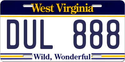 WV license plate DUL888
