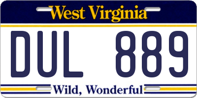 WV license plate DUL889