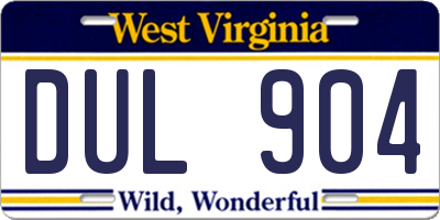 WV license plate DUL904