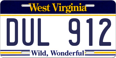 WV license plate DUL912