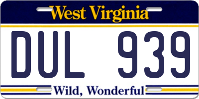 WV license plate DUL939