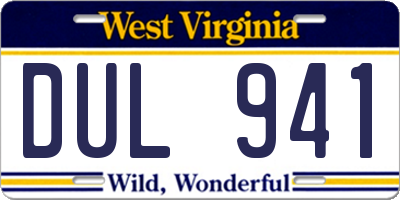 WV license plate DUL941
