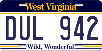 WV license plate DUL942