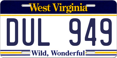 WV license plate DUL949