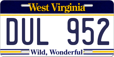 WV license plate DUL952