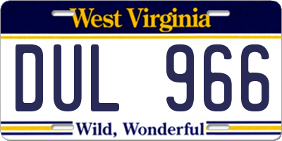 WV license plate DUL966