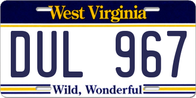 WV license plate DUL967