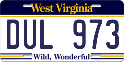 WV license plate DUL973