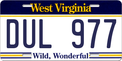 WV license plate DUL977