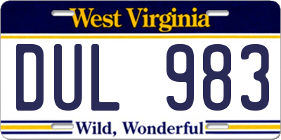 WV license plate DUL983