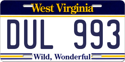 WV license plate DUL993