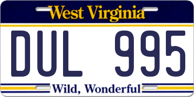 WV license plate DUL995