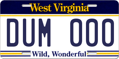 WV license plate DUM000