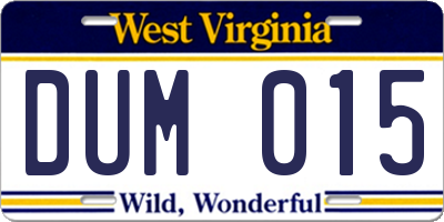 WV license plate DUM015