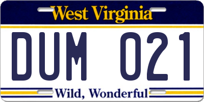 WV license plate DUM021