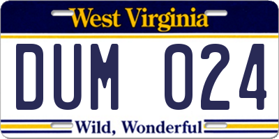 WV license plate DUM024