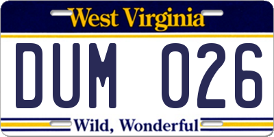WV license plate DUM026