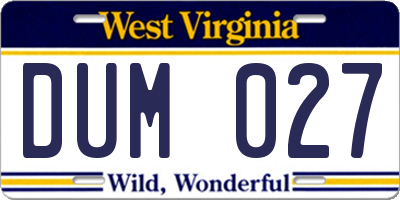 WV license plate DUM027
