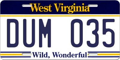 WV license plate DUM035